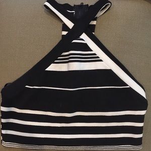 Black and white striped crop top